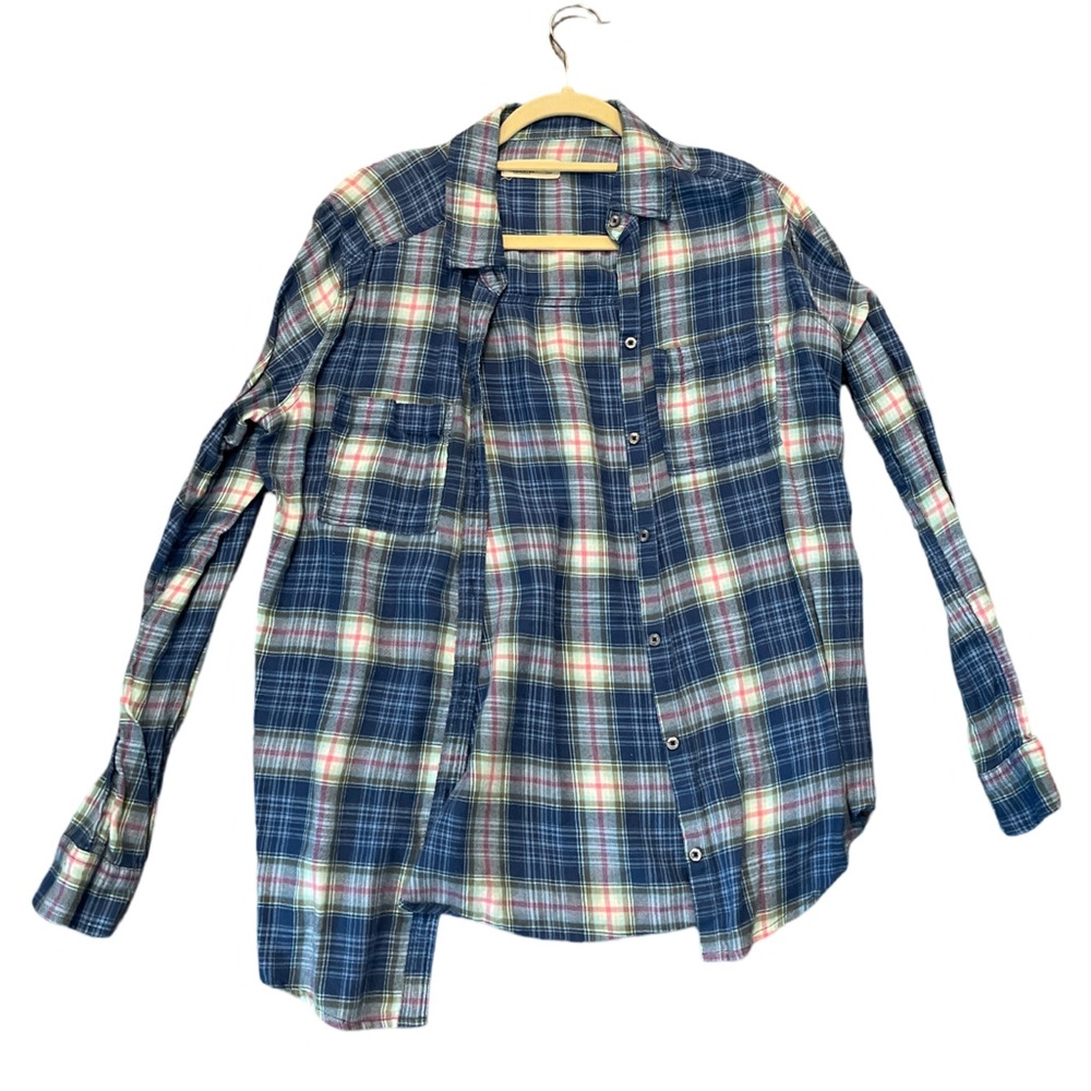 Hollister blue multicolored flannel shirt SZ M
